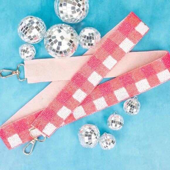 Wholesale Accessory Market Handbags - Check You Out Hot Pink Seed Bead Bag Crossbody Strap